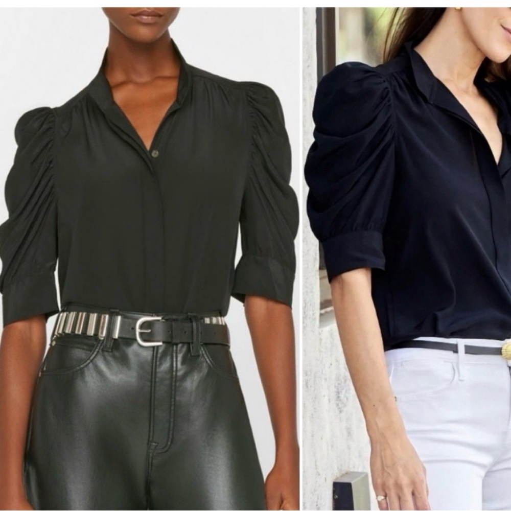 Frame Denim Black Puff-Sleeve Blouse - Picture 5 of 5